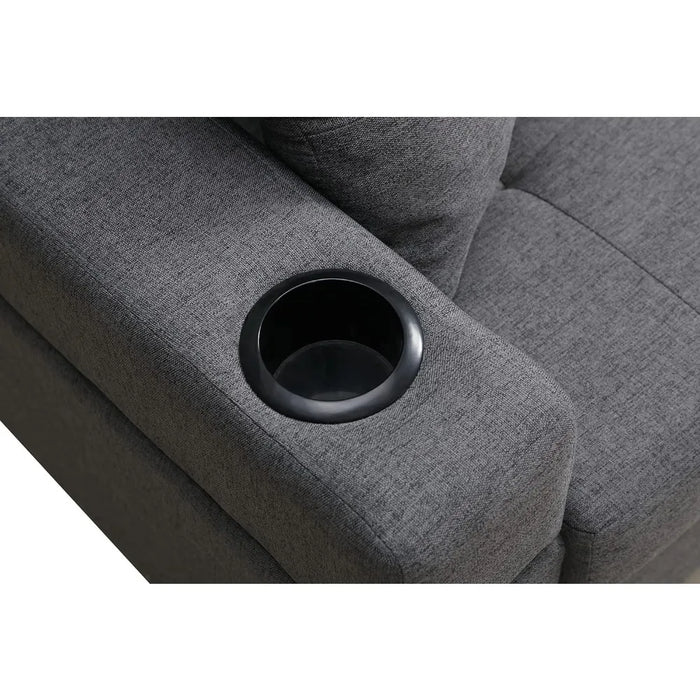 Living room sofa reversible chaise longue and cup holder, modern L-shaped sofa corner sofa set, grey