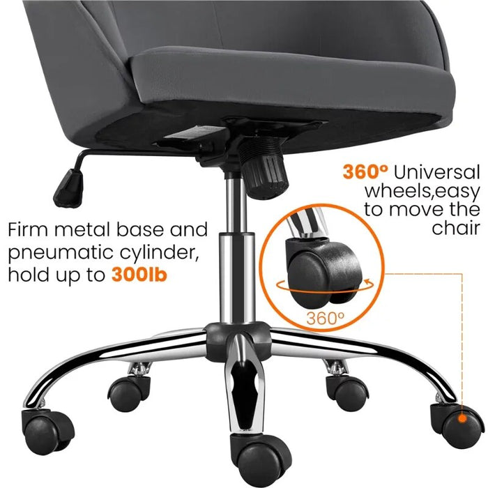 SMILE MART Modern Velvet Adjustable Swivel Office Chair, Pink