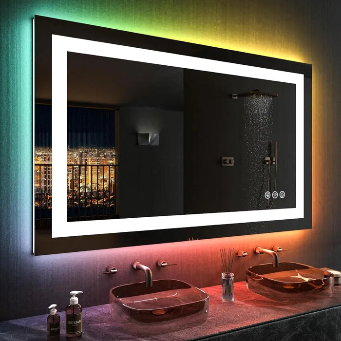 Bathroom Mirror With Light, Anti Fog, Dimmable, Backlight+front Lighting, Wall Lighting, Bathroom Vanity Mirror