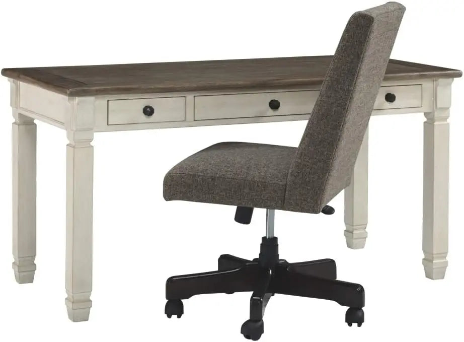 Bolanburg Farmhouse 60" Home Office Writing Desk with Drawers, Whitewash