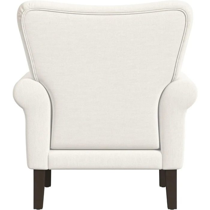 Upholstered Rolled Arm Wingback Living Room & Bedroom | Decorative Home Furniture Accent Chair Cream Solid Woven Freight Free