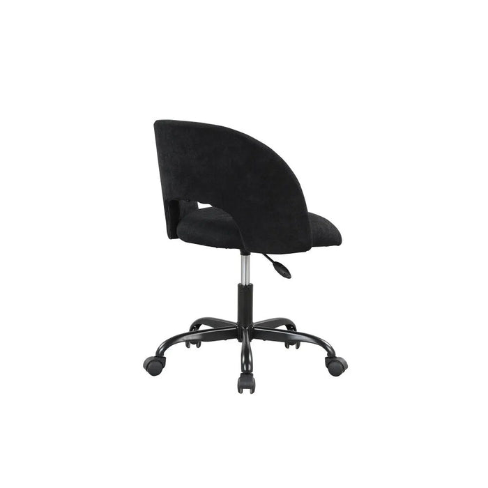 Fabric Upholstered Open Back Office Chair with Casters, Black