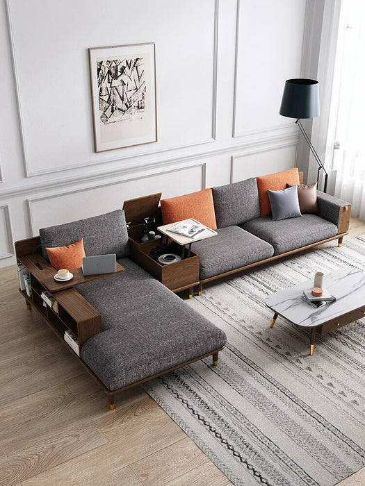 Home Couch Sofa Set Furniture Super Loading Ability Dark Grey L-shape Chaise Modern Living Room Sofas