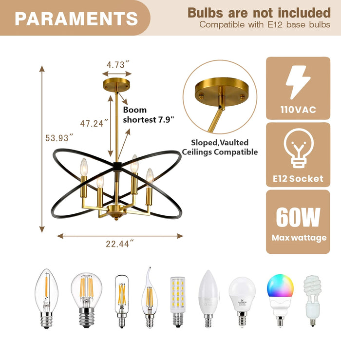 Luxurious Black Gold Chandeliers for Living Room Restaurant Indoor Decor Hanglamp Ceiling Lighting Fixtures Kitchen Pendant Lamp