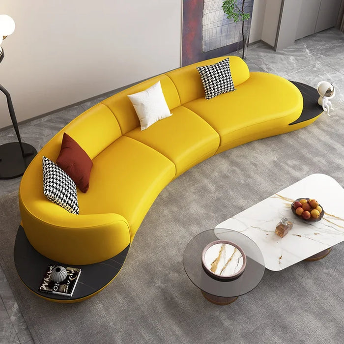 Foshan Fabrik Italienische Designer Stil Linsen Sofa Wohnzimmer Kleine Wohnung Komplette Set von Möbel Ecke Gebogene Sofa