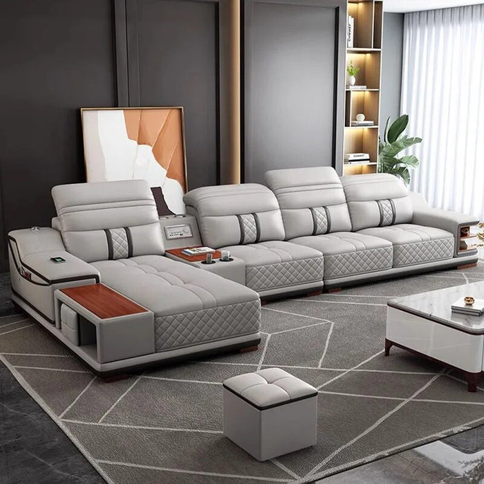 L Shape Corner Living Room Sofa Leather Adults Mid Century Modular Living Room Sofa Couch Set Floor Divani Soggiorno Decoration