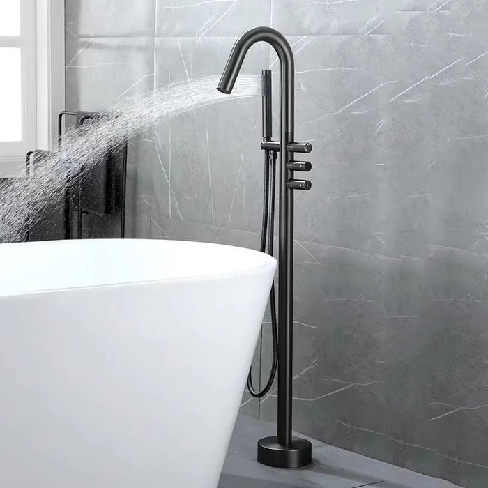 MTTUZK Brass Bathtub Floor Faucet With Hand Shower Bathroom Hot Cold Gun Gray Bath Shower Stand Faucet Torneiras
