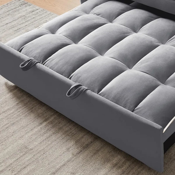 3 in 1 Sleeper Sofa Couch Bed,Velvet Convertible Loveseat Sleeper Sofa with Swivel Phone Stand,Storage Pockets,Pull Out Loveseat