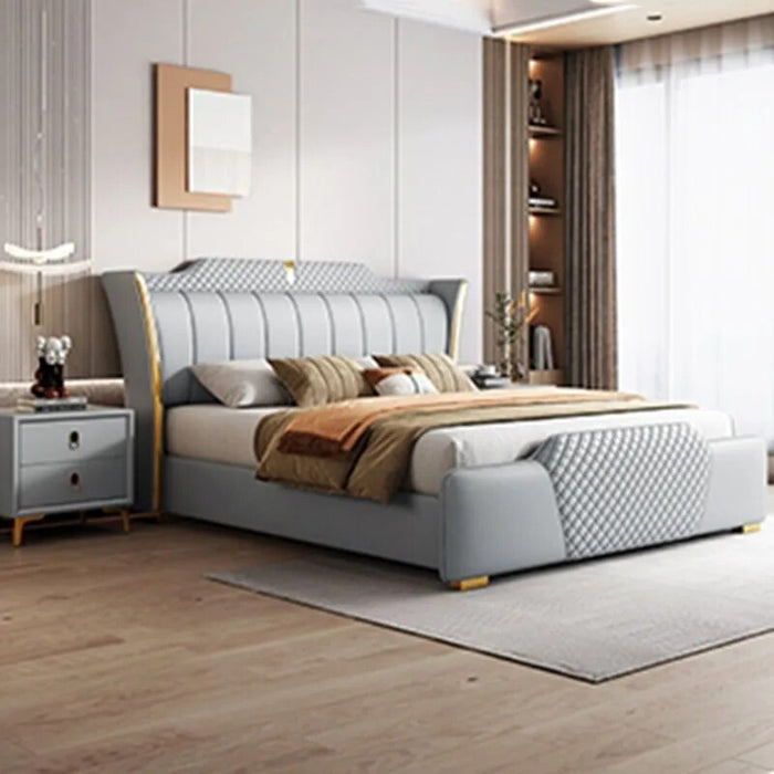 Queen Size Nordic Double Bed Designer Whitr Shelves Luxury Headboard Twin Bed Frame Platform Safe Letto Matrimoniale Furniture