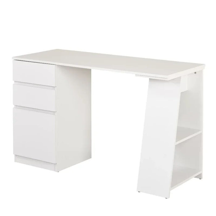 Como Writing Desk with 3 Storage Drawers, White computer desk  office desk