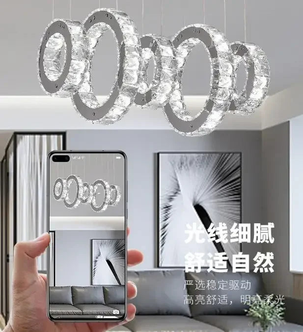 LED Modern Crystal Lighting Stainless Steel Chandelier Pendant Lamp JY9218