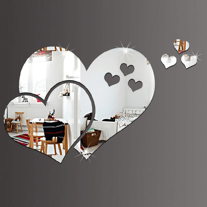 Heart Shape Wall Sticker 3D Creative stickers mirror face Decal decoration acrylic mirror sticker For home living background