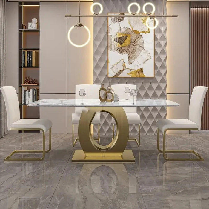 Northern European Light Luxury Rock Board Table White Hotel Combination Creative Dining Mesa De Cozinha Minimalist Furniture