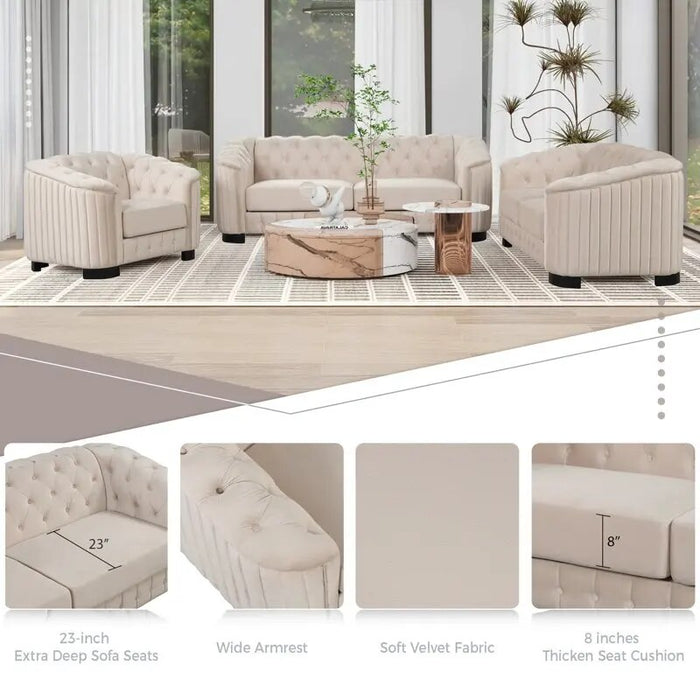 Velvet Upholstered Loveseat Sofa, 2-Person Loveseat Sofa Modern Loveseat Couch with Thick Removable Seat Cushion for Living Room
