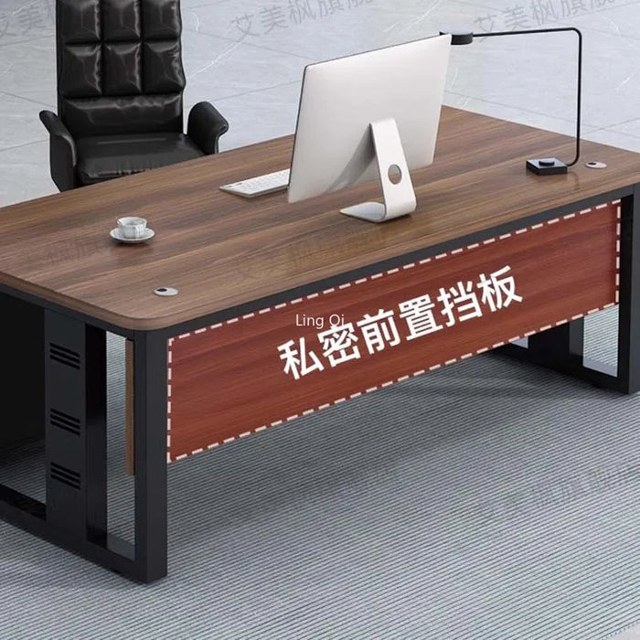 Dark Wood Reception Office Desk Vanity Corner Reception Secretary Computer Desks Art Executive Conference Bureau Desk Furniture