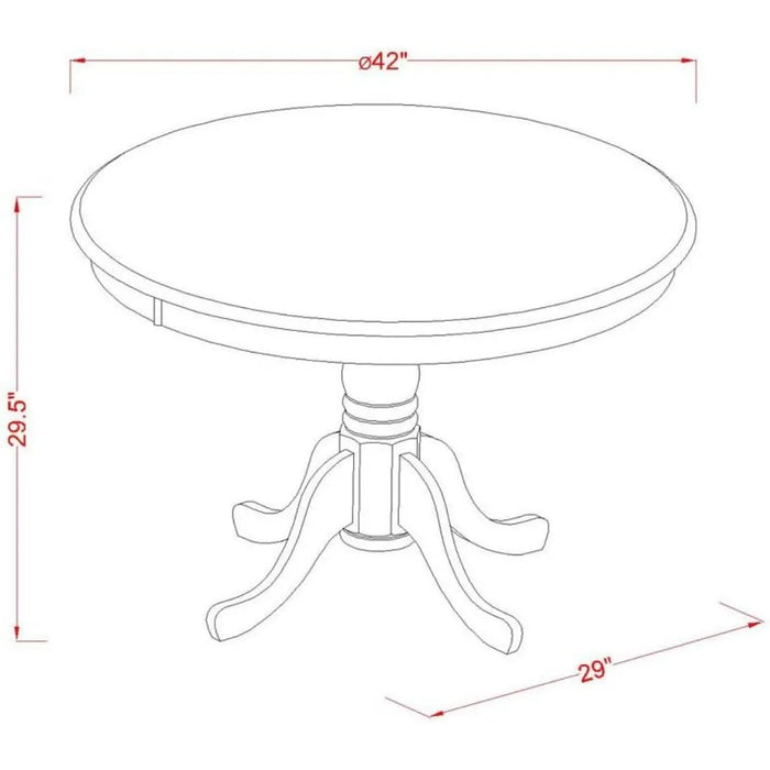 42x42 Inch Room Table 5 PieceRound Dining Room Table with Pedestal and 4 Faux Leather Upholstered Dining Chairs