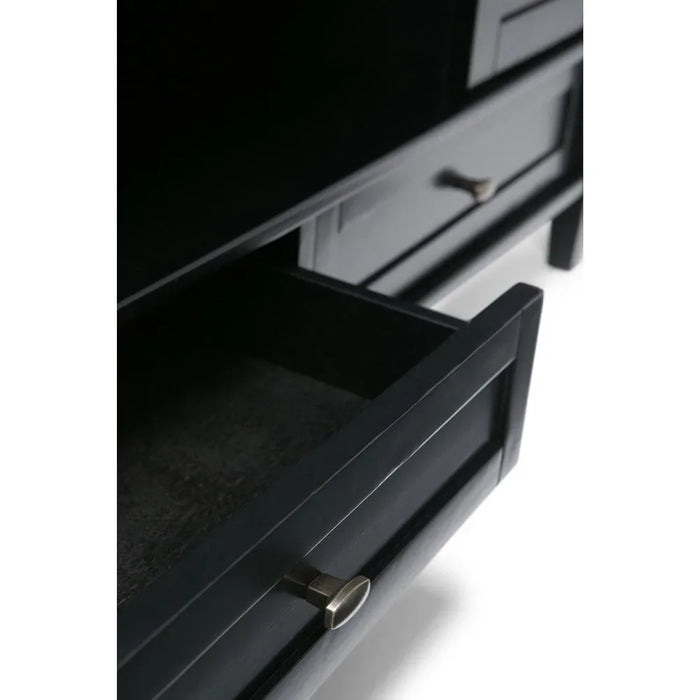 Warm Shaker SOLID WOOD 47 Inch Wide Transitional TV Media Stand in Black For TVs Up to 52 Inches Furniture Wall Tv Cabinet