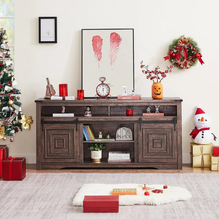 TV Stand for 75+ inch TV, 66" Tall Entertainment Center with Storage, TV Console for Living, Game Room, Farmhouse Media Console