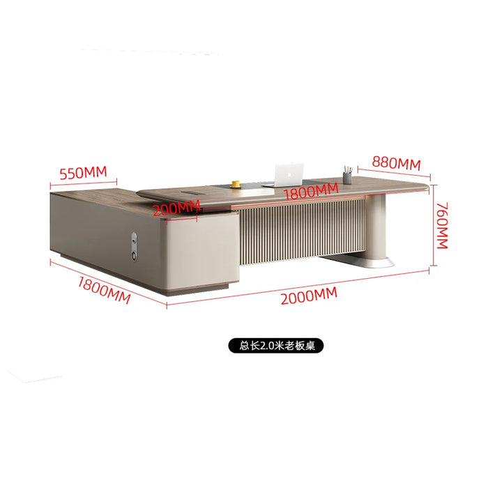 Light Luxury Boss Desk Simple Modern High-end Square Manager Leadership Desk General Manager Office Furniture Desk Combination