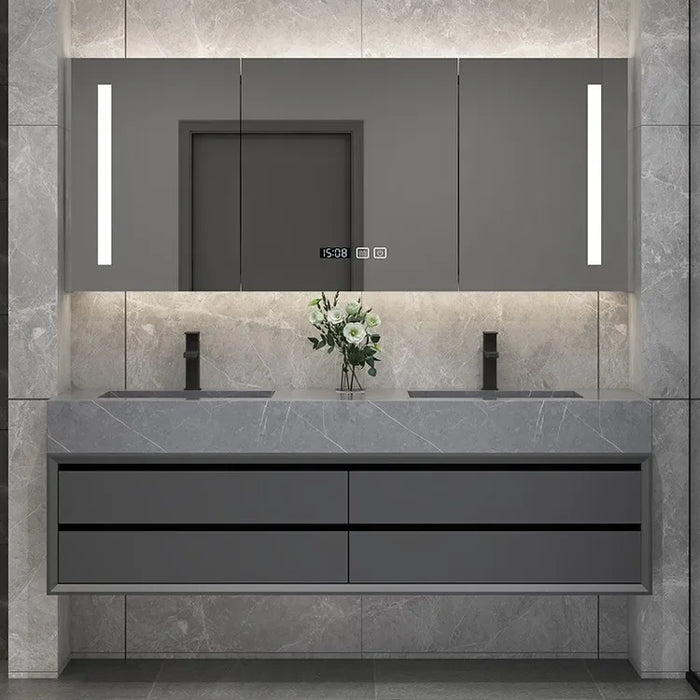 Solid Wood Boards Modern Smart Home Improvement Furniture Bathroom Fixture Bathroom Cabinets Bathroom Vanities Cabinet with Sink