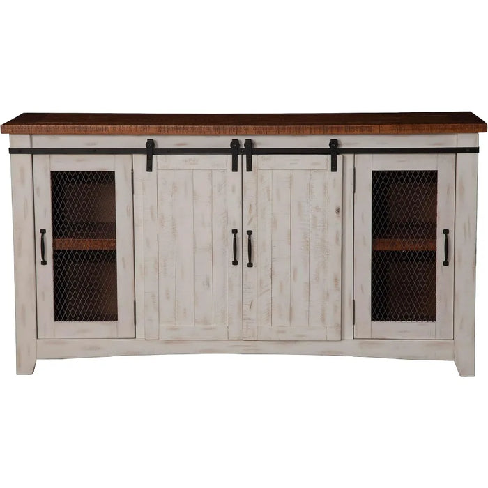 70" TV Stand | Antique White & Aged Distressed Pine Freight Free Entertainment Center for Tv Stand Living Room Furniture Shelf