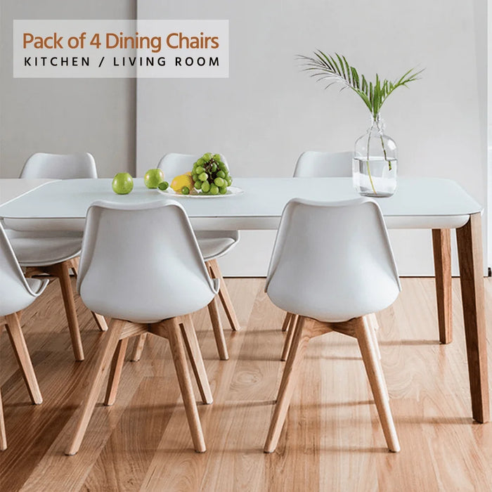 Modern Padded Dining Chairs with Wood Legs for Dining Room, Set of 4, Dining Chair, Comedor 4 Sillas,19.30 X 20.50 X 32.10Inches