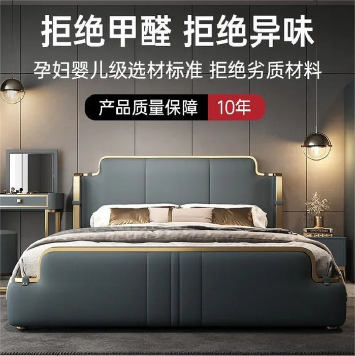 Light Luxury Minimalist Napa Leather Bed 1.8m Master Bedding Double High end Luxury 1.5m Modern Minimalist Leather Art Bed