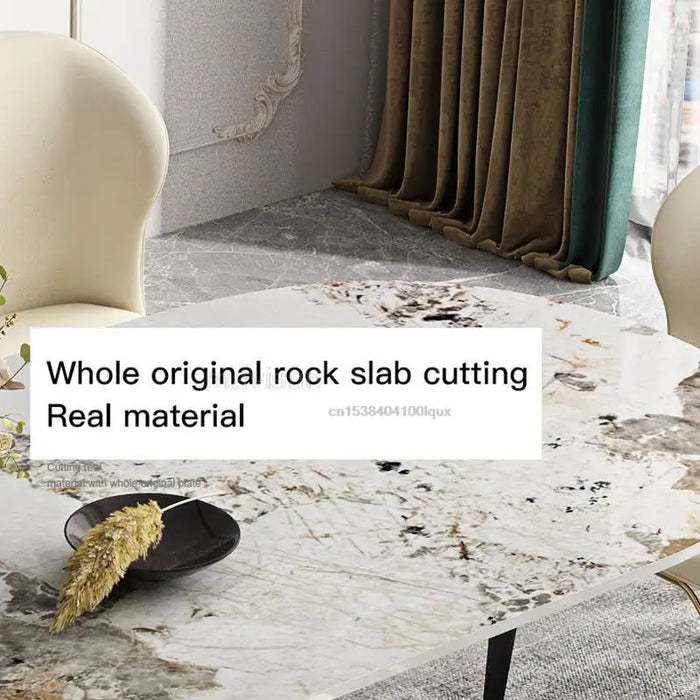 Rock Slab Dining Table Modern Minimalist And Luxury Rectangular Table And Chair Combination For Small Apartment Indoor Furniture