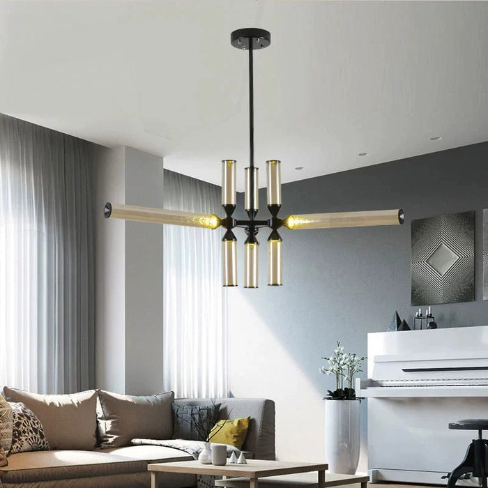 AiPaiTe modern living room glass tube chandelier Nordic study bar, hotel coffee shop decoration chandelier