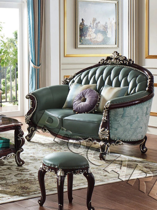 Luxury full leather fabric living room sofa set elegant 1 + 2 + 3 green sofa cover