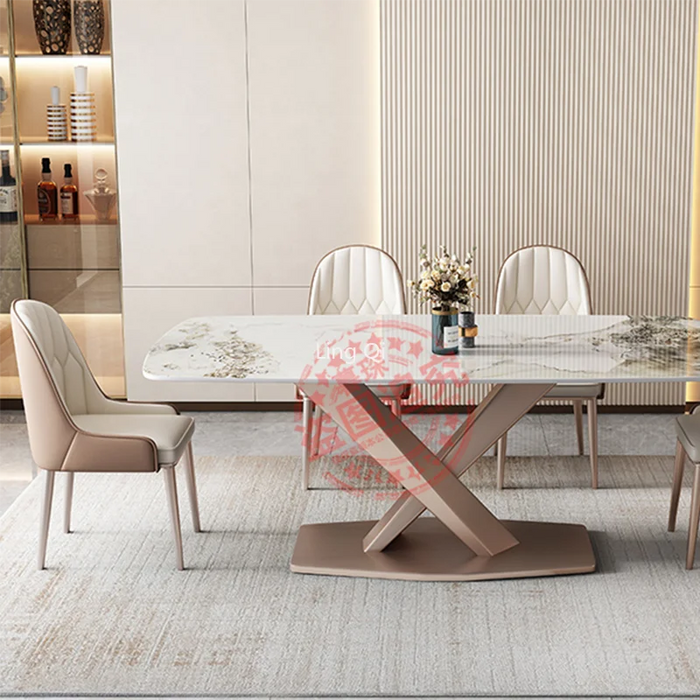 Luxury Waterproof Dining Table Set 6 Chairs Metal Nordic Modern Tables Makeup Dining Room Table A Manger Living Room Furniture