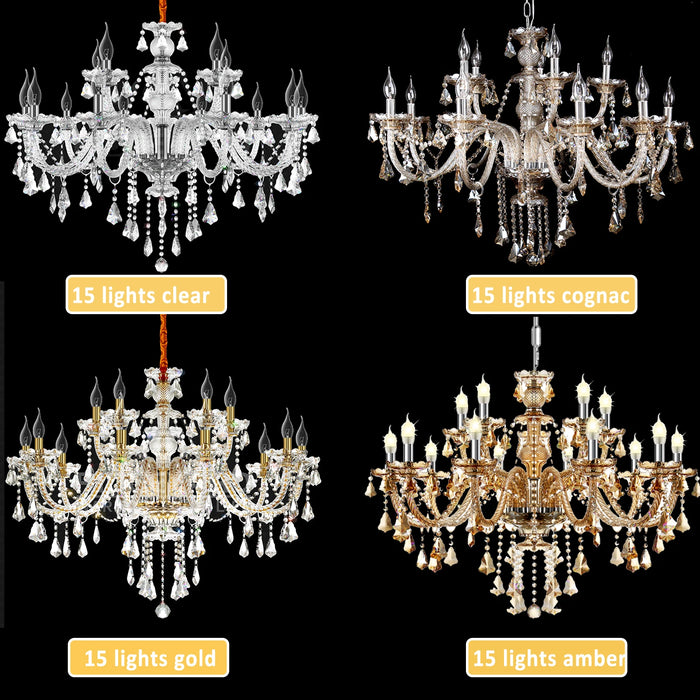Chandelier Pendant Chandelier 15 Arms Crystal Cognac Color E14 Chandelier Bedroom Modern K9 Crystal For Living Room Corridor