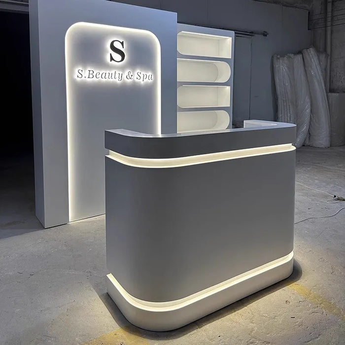 Office Front Reception Desk Shop Counter White White Store Reception Desk Cashier Counter Cash Bureau Meuble Furniture Office