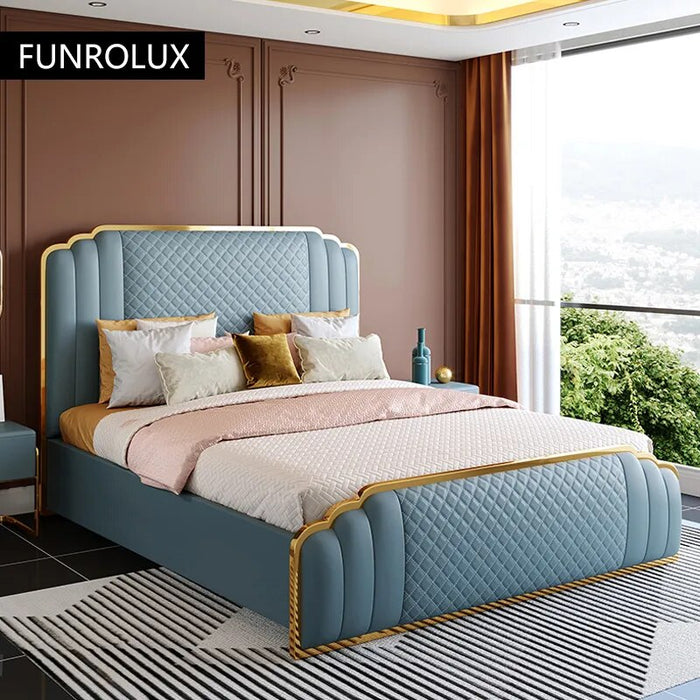 Scandinavian Modern Minimalist Leather Bed 1.5 M 1.8 M Light Luxury Master Bedroom Double Bed Leather Bed