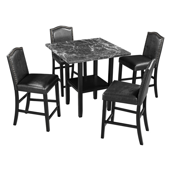 Modern 5-Piece Dining Set with Coordinated Chairs and Convenient Bottom Shelf for Stylish Dining Room Decor