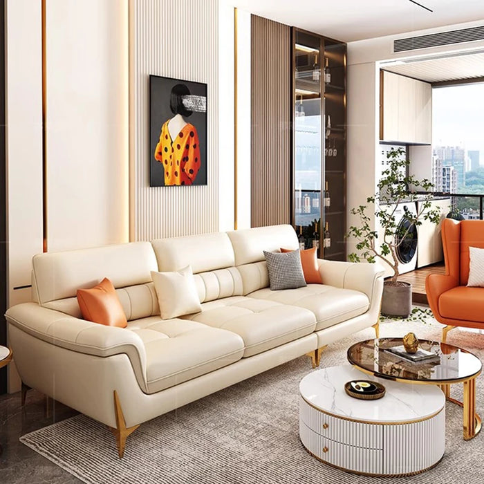 Genuine Leather Sofa Cushion Soft Nordic Loveseat Floor Sofa Modern Chaise Lounge Sillon Relax Reclinable Para Salon Furniture