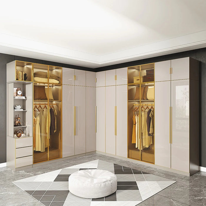 Cabinet, wardrobe, household bedroom, modern simplicity, light luxury, cloakroom, glass combination wardrobe