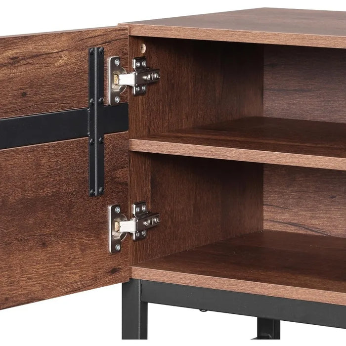 Modern TV Stand for TVs Up To 75 Inch, 2 in 1 Entertainment Center TV Console with Storage Cabinets and Metal Base,Media Console
