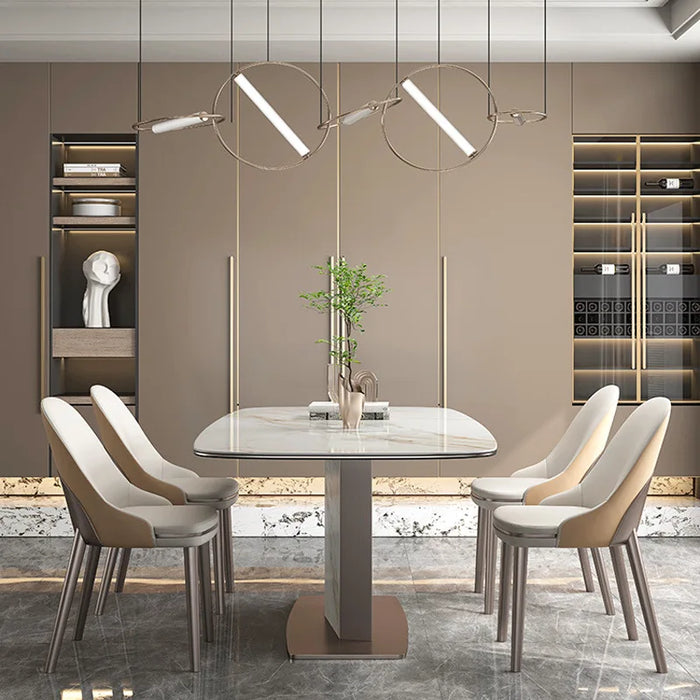 Light luxury rock plate dining table Modern simple rectangular table high-end design home living room dining table