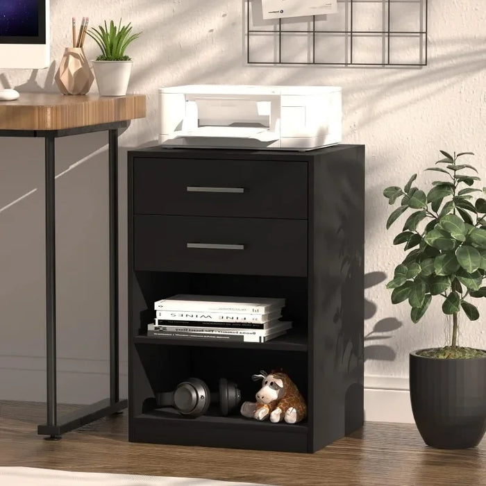 Irontar Nightstands Set of 2, Night Stand with Charging Station, Bedside Table with Removable Shelf, End Table with Open Storage