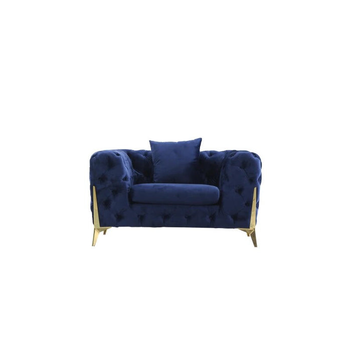 Blue Elegant Velvet Living Room Sofa Set, 3 Pieces Upholstered Set, Including Loveseat, 3-Seater Sofa Interior Decoration