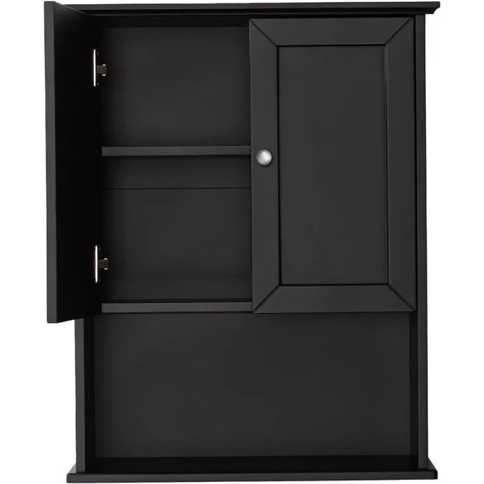 VANIRROR Black Bathroom Wall Cabinet 24x30 Inch Wall Mounted Wooden Over The Toilet Storage Cabinets with 2 Doors, Cabinets