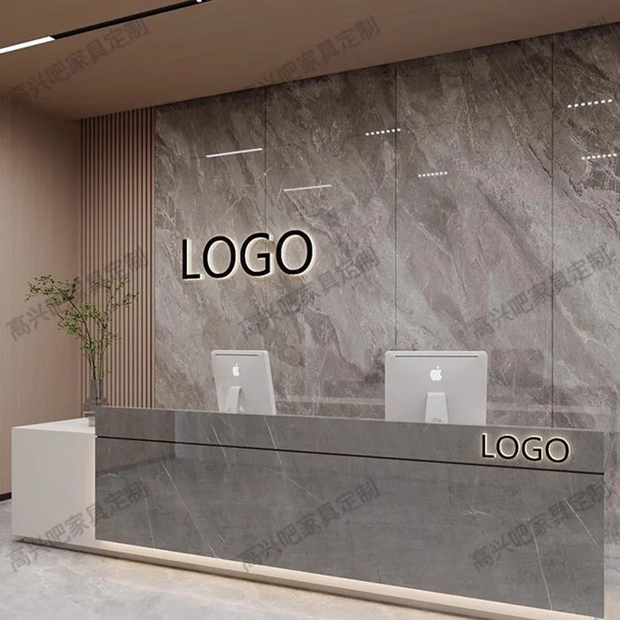 Luxury Modern Reception Desks Beauty Clinic Counter White Wooden Office Desk Table Church Rezeptionstisch Reception Furniture