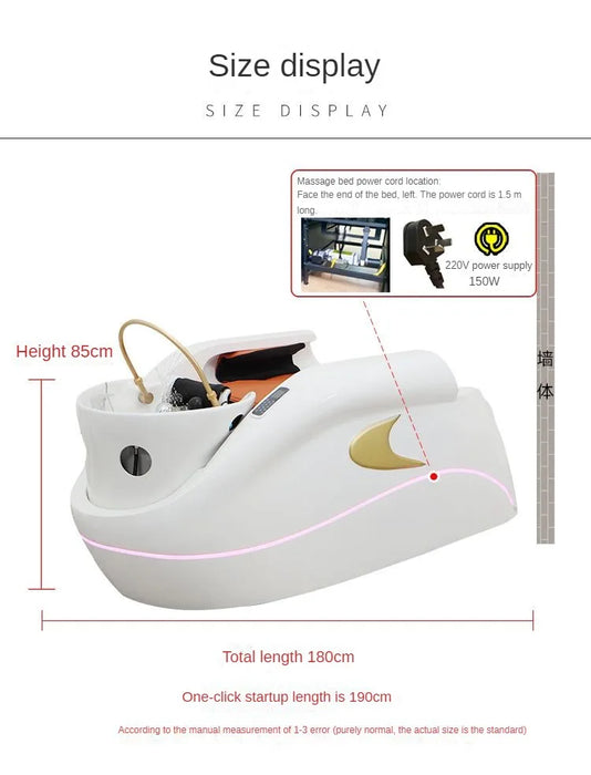 Multifunction white trong hair salon electric shampoo spa bed massage chair massage therapy bed with head wash