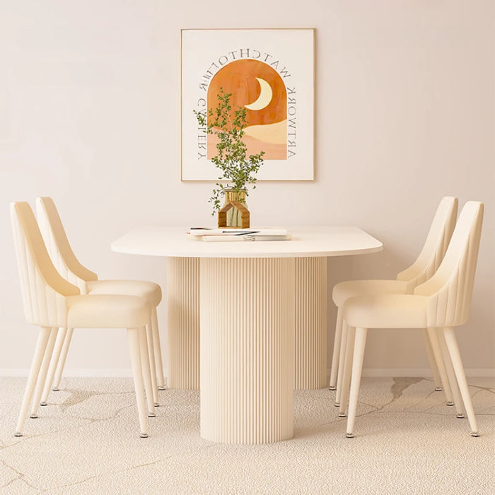 Integral Simple Dining Tables Combination Light Luxury Modern Rock Plate Islands Dining Table Mesa Plegable Furniture Set QF50DT