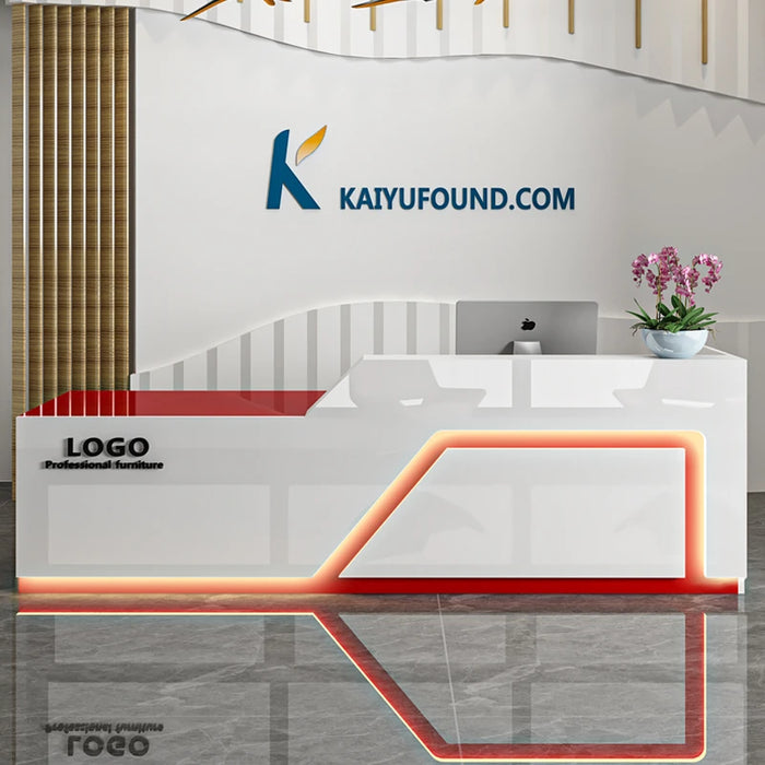 Cashier Modern Reception Desk White Bar Supermarket Checkout Reception Desk Table Comptoir De Caisse Boutique Shop Furniture
