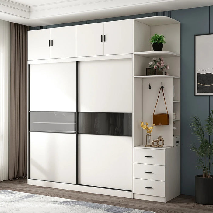 Nordic sliding door wardrobe simple modern assembly household bedroom sliding door wardrobe small family storage cabinet