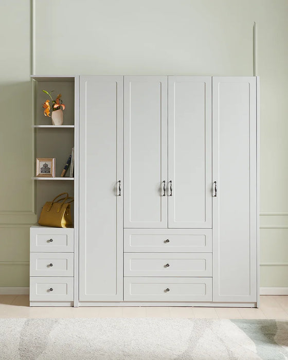 Living room with four drawers, bedroom with three doors for storage, simple assembly cabinet Faraj industrial chest of drawers