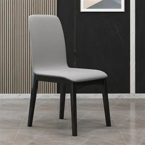 Modern Simple and Light Luxury Leather Backrest Dining Table and Chair Solid Wood Home Dining Chair Hotel Leisure Chair
