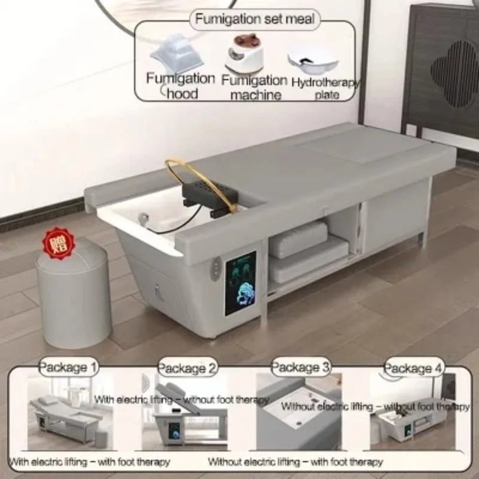 Electric Beauty Salon Shampo Chair High End Massage Bed Head Physical Therapy Shampo Chair Fumigation Shampouineuse Equipment